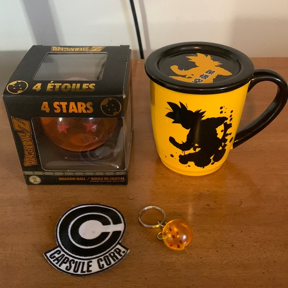 DBZ Dragon Ball Z Cup, Dragon ball display in box, dragon ball key chain, &patch